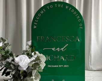 Wedding Sign - Arch Acrylic Wedding Welcome Sign with 3D Acrylic Name | Custom Wedding Sign | Wedding Signage - Ceremony Welcome Sign