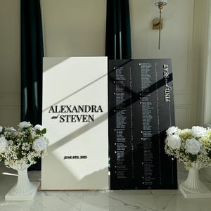 Acryl Hochzeit Willkommensschild & Sitzplan Combo, Benutzerdefiniertes Empfangsschild, Eleganter Hochzeit Sitzplan, personalisiertes Event Zeichen Duo