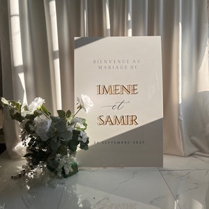 French White Acrylic Wedding Sign - Rectangular Acrylic Wedding Welcome Sign with 3D Acrylic Name | Custom Wedding Sign | Wedding Signage