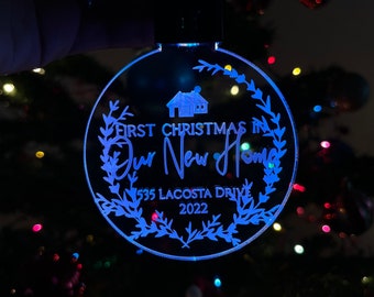 First Christmas in Our New Home LED Ornament | Personalized First Home Ornament 2022, First House Ornament, Housewarming