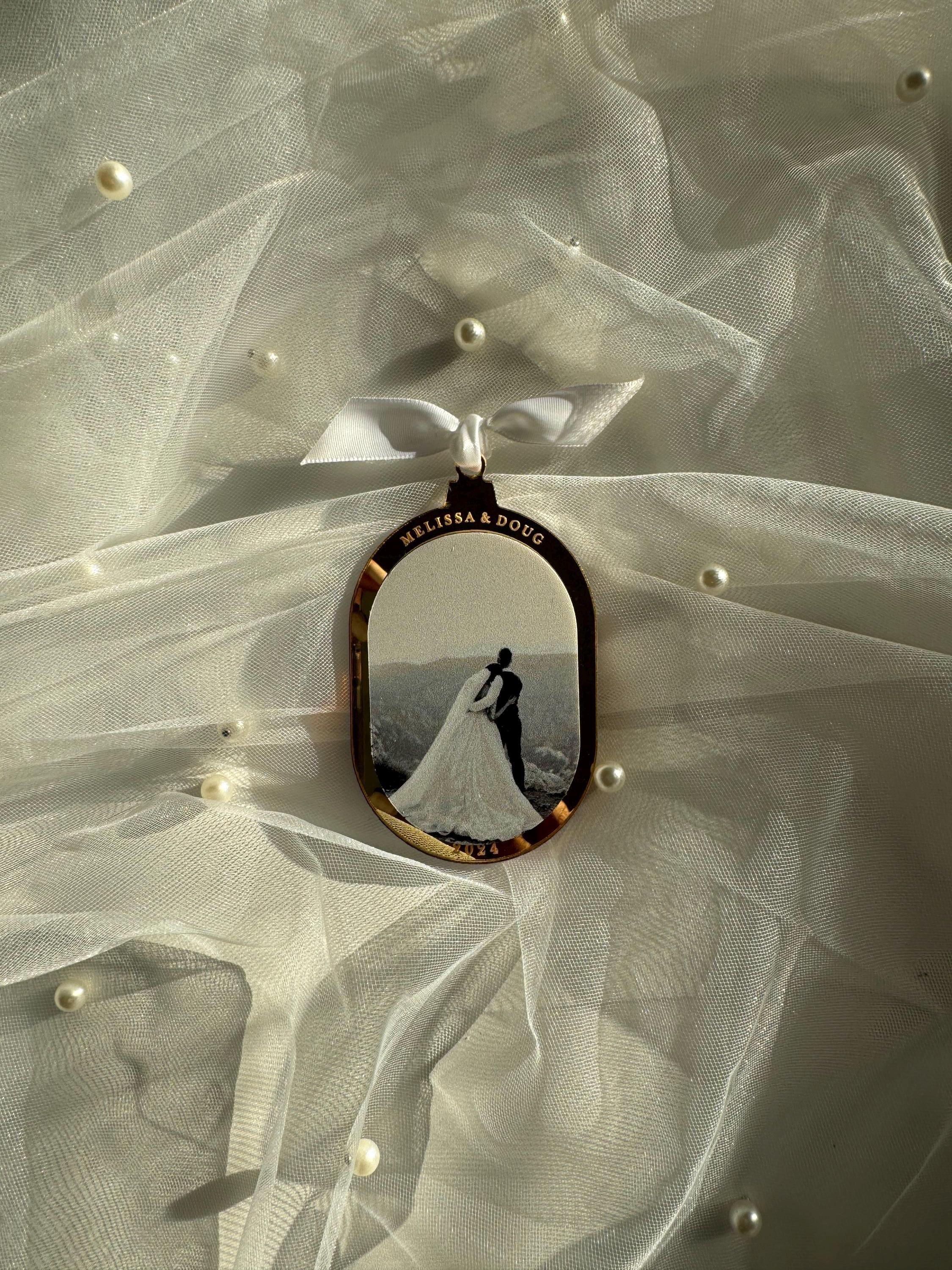 Photo Ornament | First Christmas Married   Ornament | Personalized, Christmas, Gift, Married, Couple, Engagement, Christmas tree