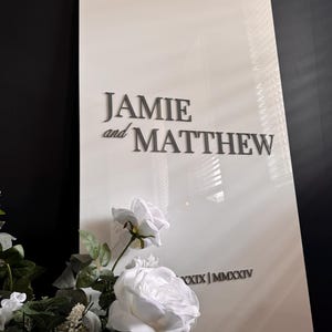 White Wedding Sign - Rectangular Acrylic Wedding Welcome Sign with 3D Acrylic Name | Custom Wedding Sign | Wedding Signage - Ceremony