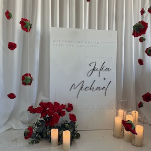 Panneau de bienvenue pour mariage en acrylique blanc | Panneau de bienvenue en acrylique | Signalétique de mariage | Panneau de mariage en acrylique | Panneau de bienvenue 3D | Plaque de mariage personnalisée