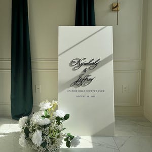 White Wedding Sign - Rectangular Acrylic Wedding Welcome Sign with 3D Acrylic Name | Custom Wedding Sign | Wedding Signage - Ceremony