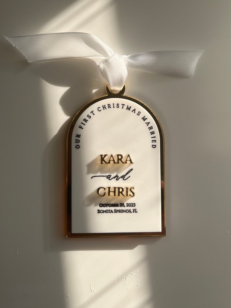 Wedding sign inspired First Christmas Married Ornament | Personalized, Christmas, Gift, Married, Couple, Engagement, Christmas tree