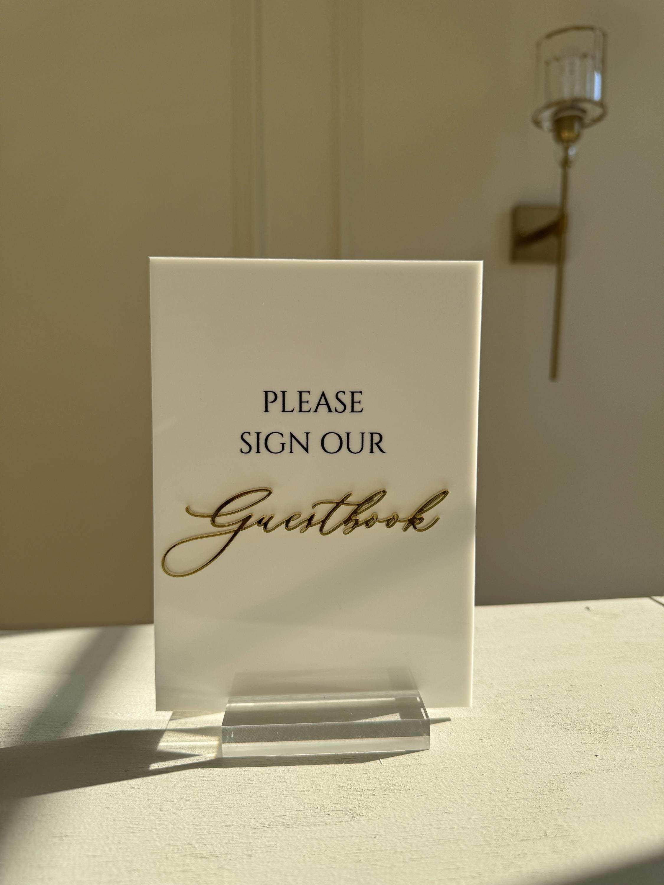 Acrylic Guestbook Sign | Wedding Guest Book Table Sign | Modern Clear Acrylic Sign with 3D Letters | Personalized Wedding Decor