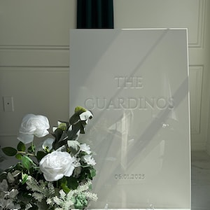 White Wedding Sign - Rectangular Acrylic Wedding Welcome Sign with 3D Acrylic Name | Custom Wedding Sign | Wedding Signage - Ceremony
