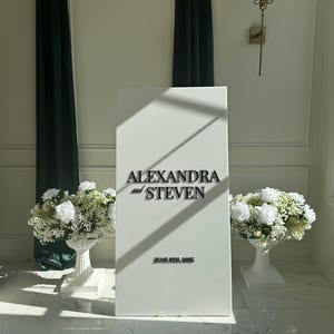 White Wedding Sign - Rectangular Acrylic Wedding Welcome Sign with 3D Acrylic Name | Custom Wedding Sign | Wedding Signage - Ceremony