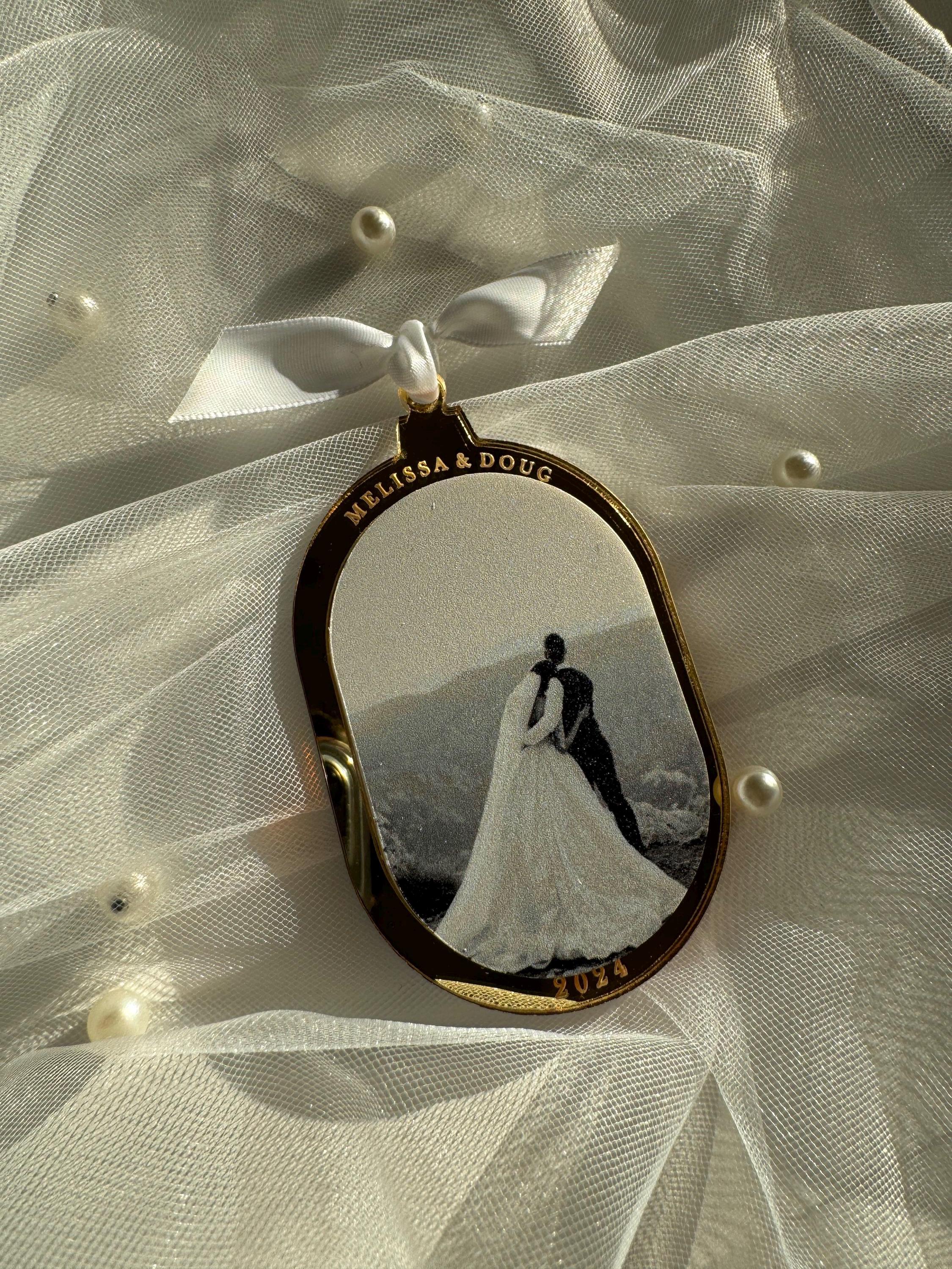 Photo Ornament | First Christmas Married   Ornament | Personalized, Christmas, Gift, Married, Couple, Engagement, Christmas tree