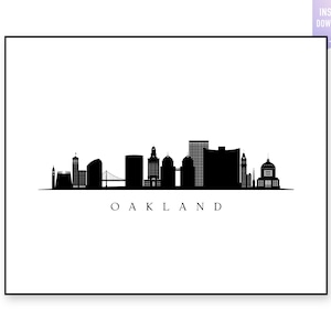 Oakland Skyline Print. Oakland CA Black silhouette. Digital Print. Oakland printable wall art. Town Landscape.Oakland Vector.jpg,png,eps,svg