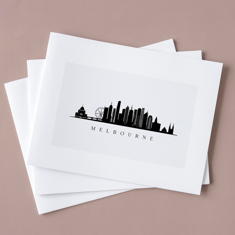 Melbourne Skyline Print. Melbourne Black silhouette. Digital Print. Printable wall art. Town Landscape. Melbourne Vector. jpg, png, eps, svg image 5
