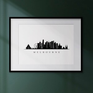 Melbourne Skyline Print. Melbourne Black silhouette. Digital Print. Printable wall art. Town Landscape. Melbourne Vector. jpg, png, eps, svg image 3