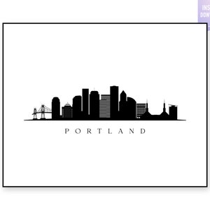 Portland OR Skyline Druck. Portland City Schwarze Silhouette. Digitaldruck. Druckbare Kunst. Stadt Landschaft. Stadt Vektor. jpg, png, eps, svg