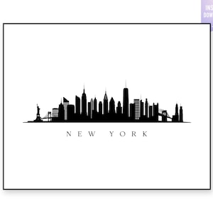 New York Skyline Print. New York City Black silhouette. Digital Print. NYC printable wall art. Town Landscape. NY Vector. jpg, png, eps, svg