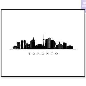 Toronto Skyline Print. Toronto Canada Black silhouette. Digital Print. Toronto printable wall art. Town Landscape. jpg, png, eps, svg