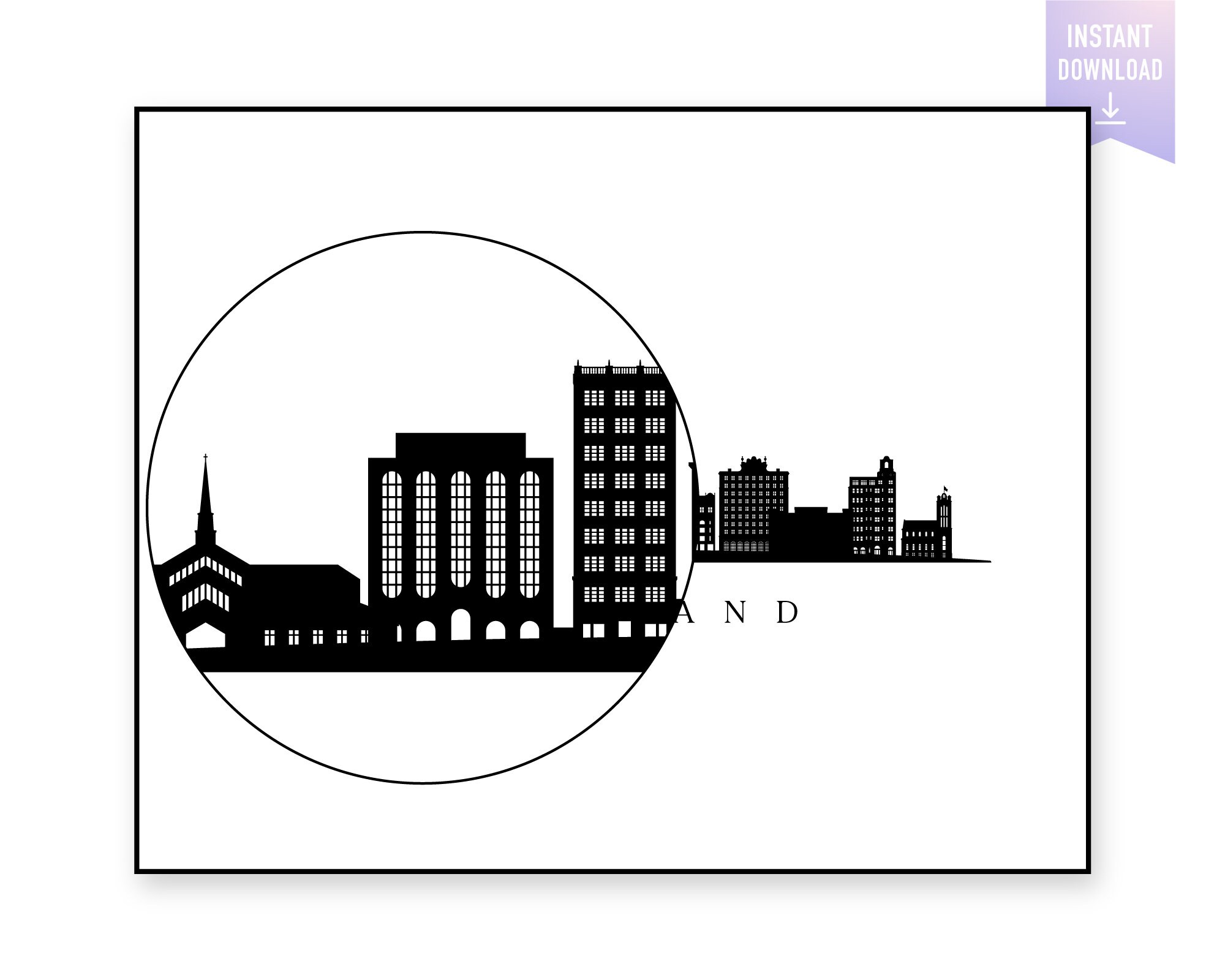 Lakeland Skyline Print. Lakeland FL Black Silhouette. Digital Print ...