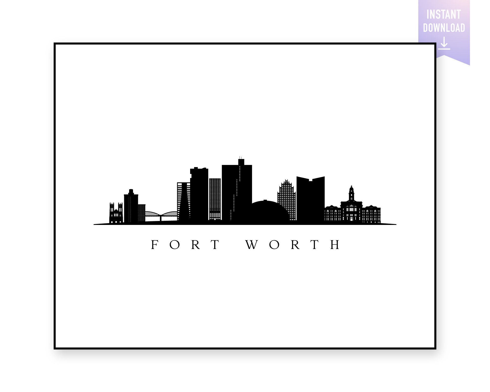 Autocollant Décalque Fort Worth Texas – Skyline Et Monuments – Vinyle Die-cut – Neuf