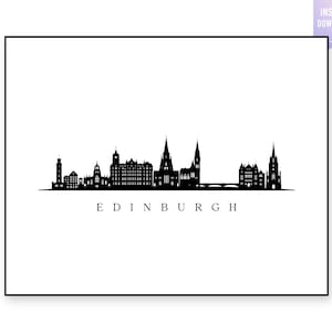 Edinburgh Skyline Druck. Edinburgh Schottland Schwarze Silhouette. Digitaldruck. Druckbare Kunst. Stadt Landschaft. Stadt Vektor.jpg,png,eps,svg