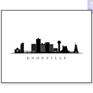 Knoxville Skyline Print. Knoxville TN Black silhouette. Digital Print. Wall art. Town Landscape. Knoxville Vector. jpg, png, eps, svg