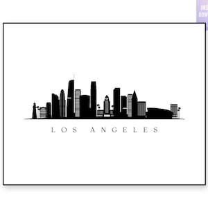 Los Angeles Skyline Print. Los Angeles CA Black silhouette. Digital Print. Printable wall art. Town Landscape. LA Vector. jpg, png, eps, svg