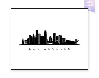 Los Angeles Skyline Print. Los Angeles CA Black silhouette. Digital Print. Printable wall art. Town Landscape. LA Vector. jpg, png, eps, svg
