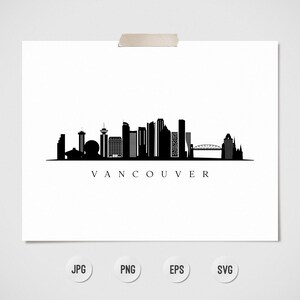 Vancouver Skyline Print. Vancouver City Black Silhouette. Digital Print ...