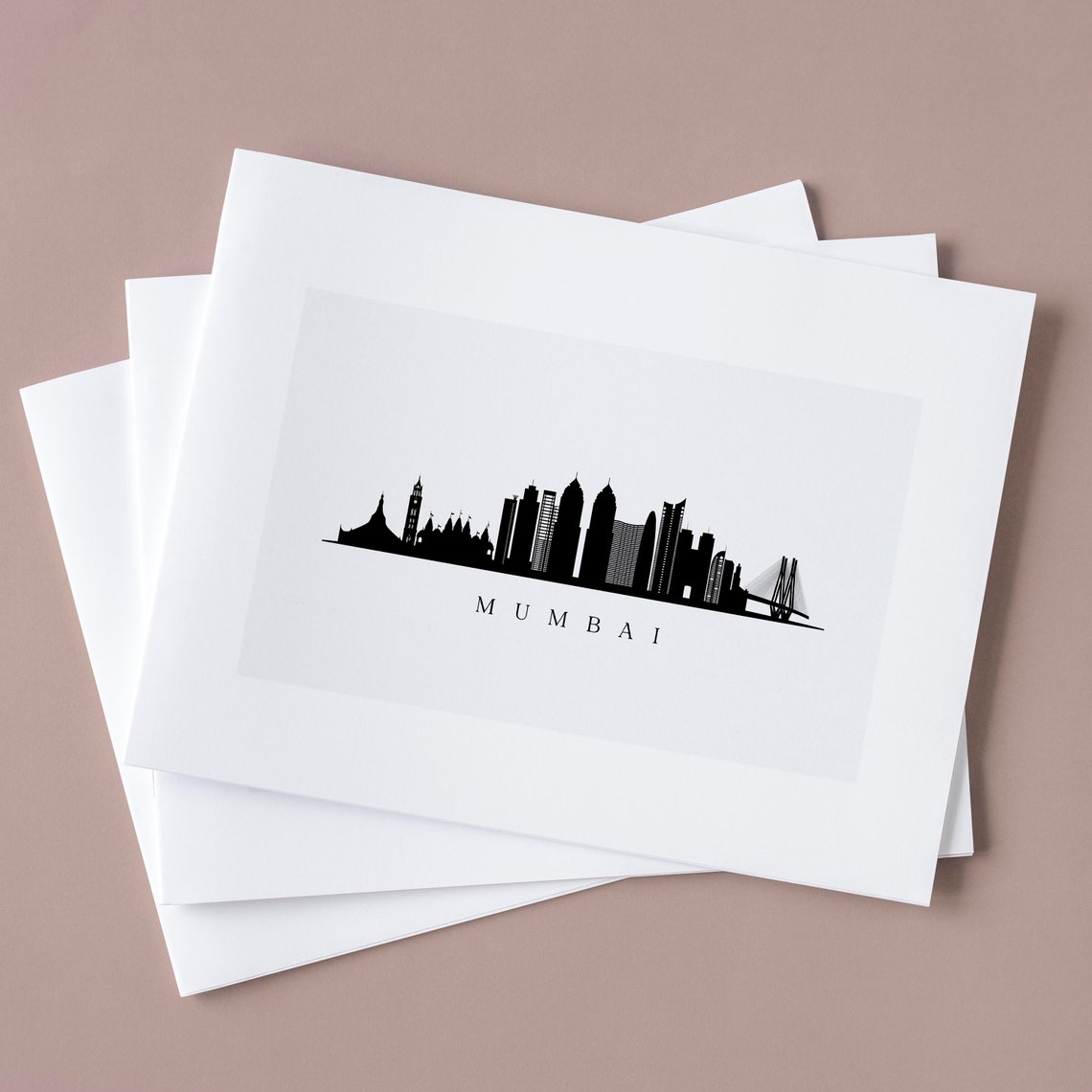 Mumbai Skyline Print. Mumbai India Black Silhouette. Digital Print ...