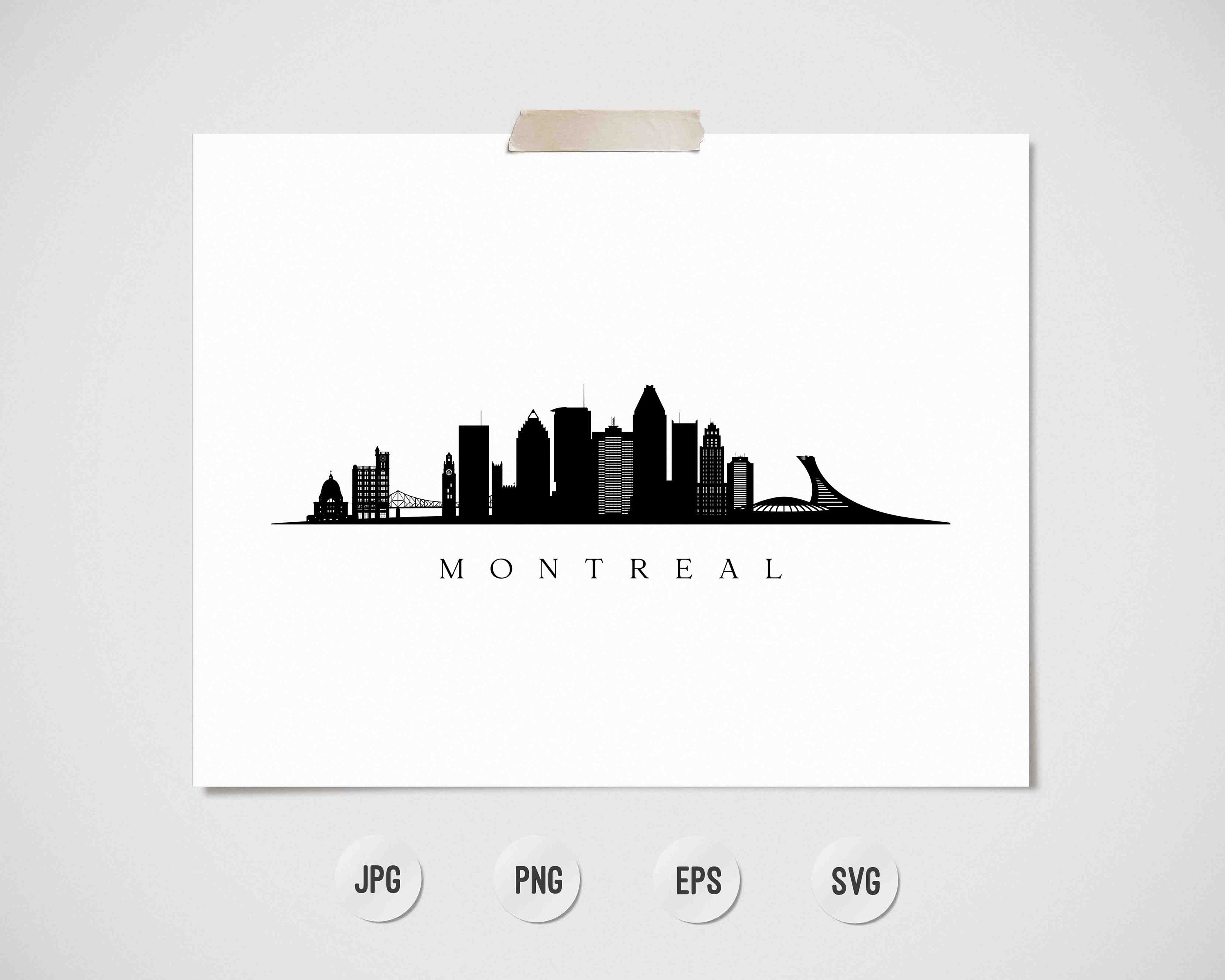 Montreal Skyline Print. Montreal Quebec Black Silhouette. Etsy