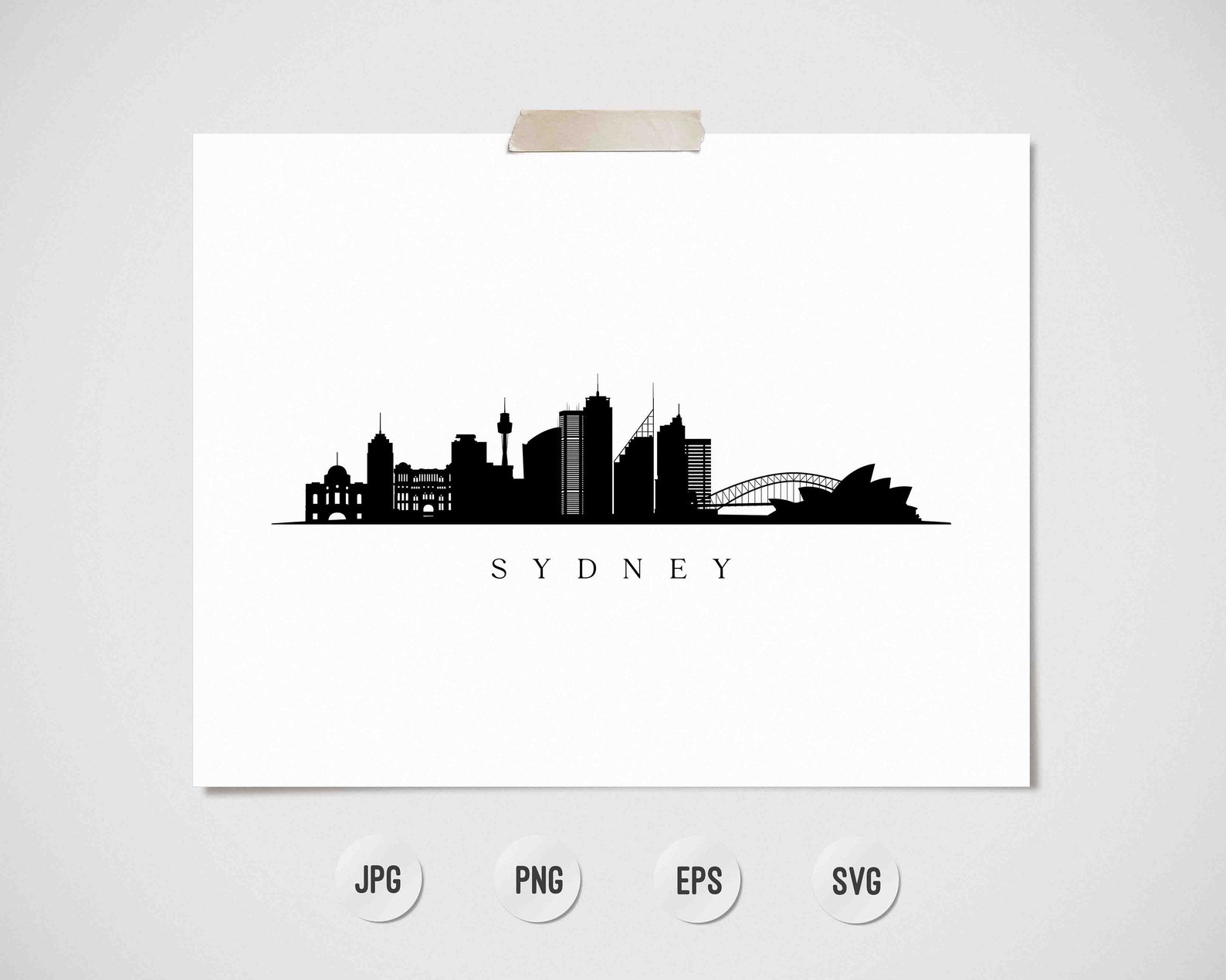 Sydney Skyline Print. Sydney Australia Black Silhouette. Etsy