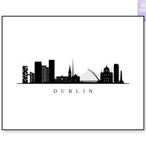 Dublin Skyline Print. Dublin Ireland Black silhouette. Digital Print. Dublin printable wall art. Town Landscape. City Vector.jpg,png,eps,svg