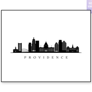 Providence Skyline Print. Providence RI Black silhouette. Digital Print. Printable wall art. Town Landscape. City Vector. jpg, png, eps, svg