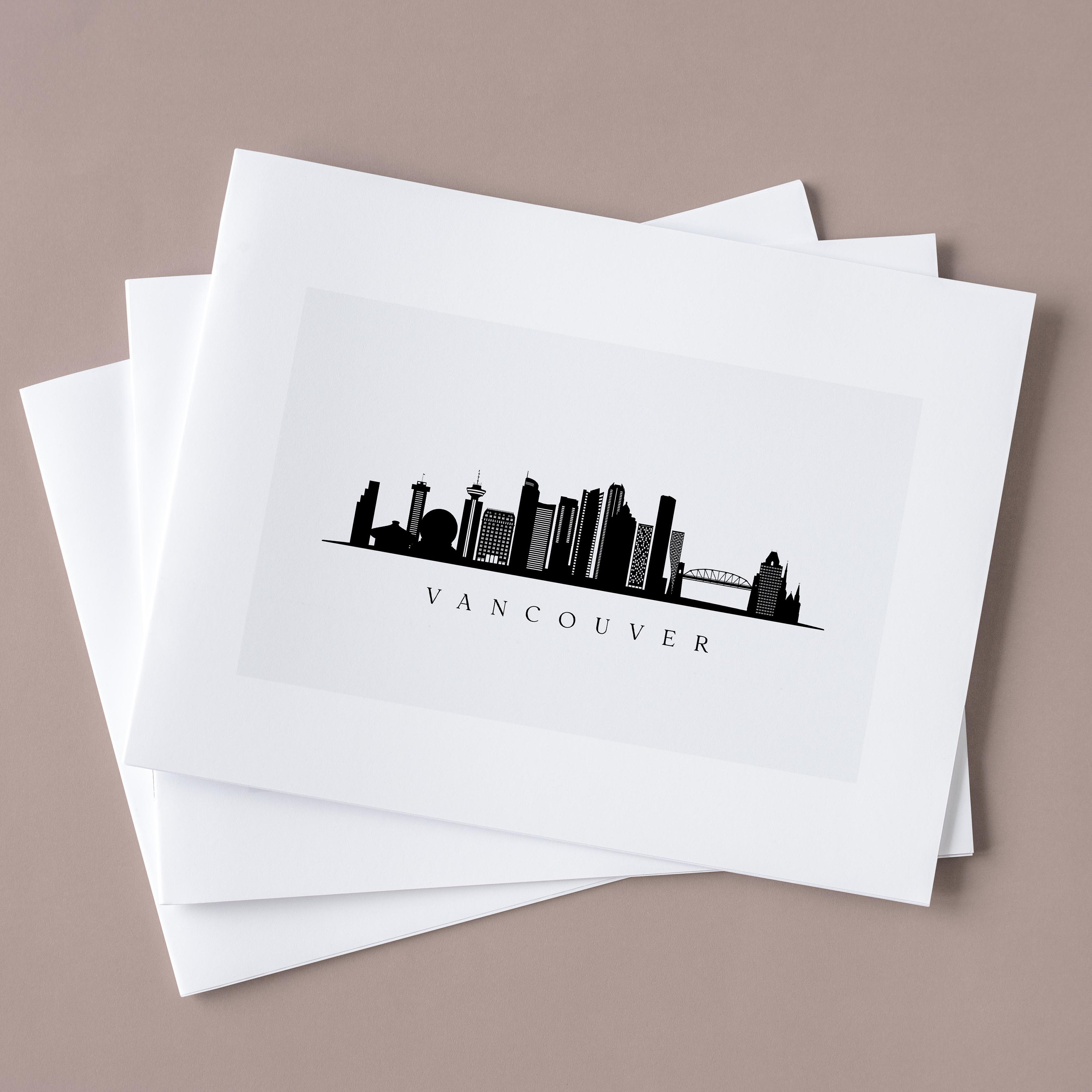 Vancouver Skyline Print. Vancouver City Black Silhouette. Digital Print ...