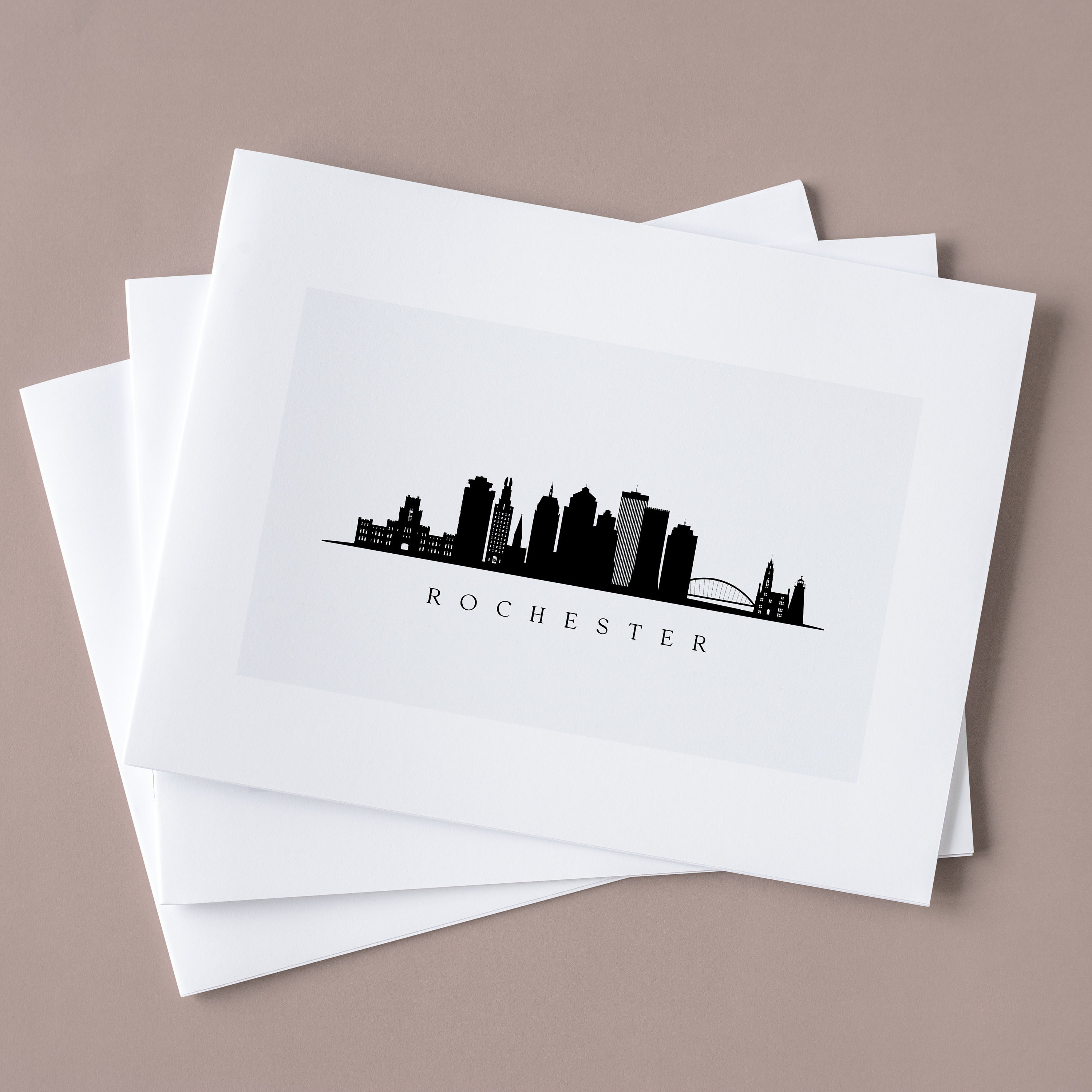 Rochester Skyline Print. Rochester NY Black Silhouette. Digital Print. Rochester Printable Wall