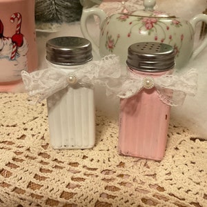 Shabby chic salt and pepper shakers