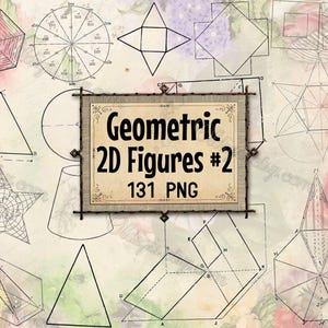 PNG GEOMETRIC 2D Figures #2 Vintage Technical Drawings Clipart, Antique Math Diagrams, Engineering Schematics, Scientific Illustrations