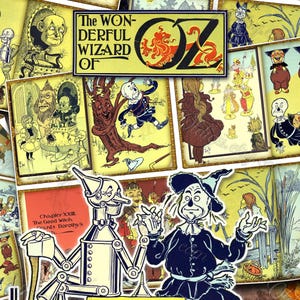The Wonderful Wizard of Oz Vintage Digital Papers, W.W. Denslow illustrations, Tin Man and Lion, Junk Journals, Scrapbooking Ephemera