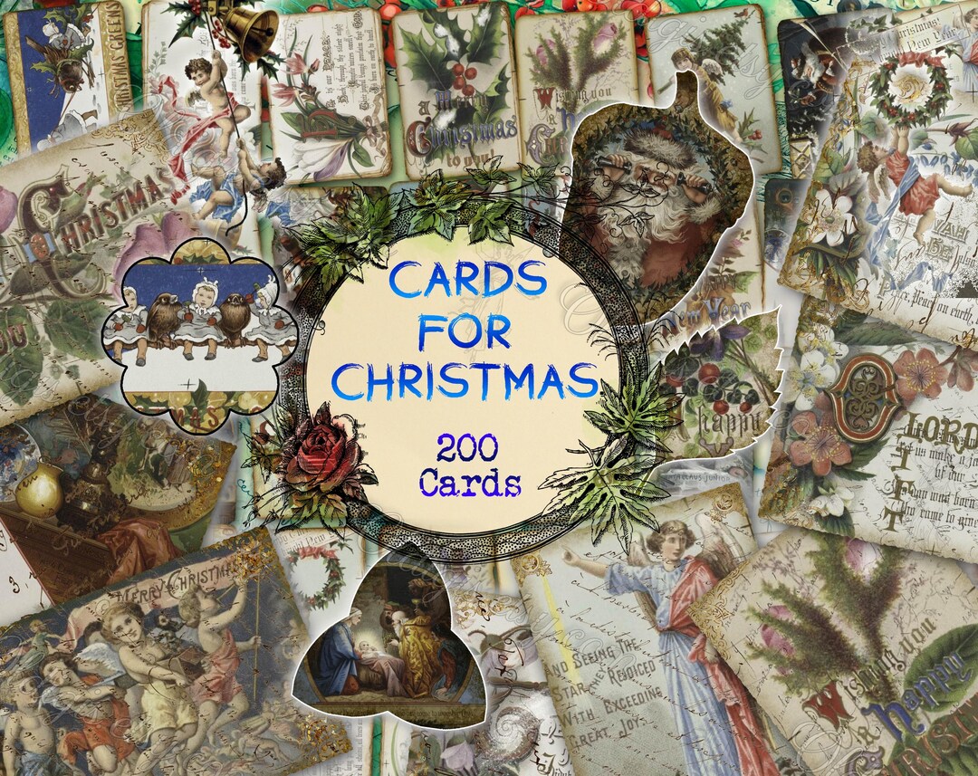 クリスマスカード、クリスマスジャンクジャーナルページ