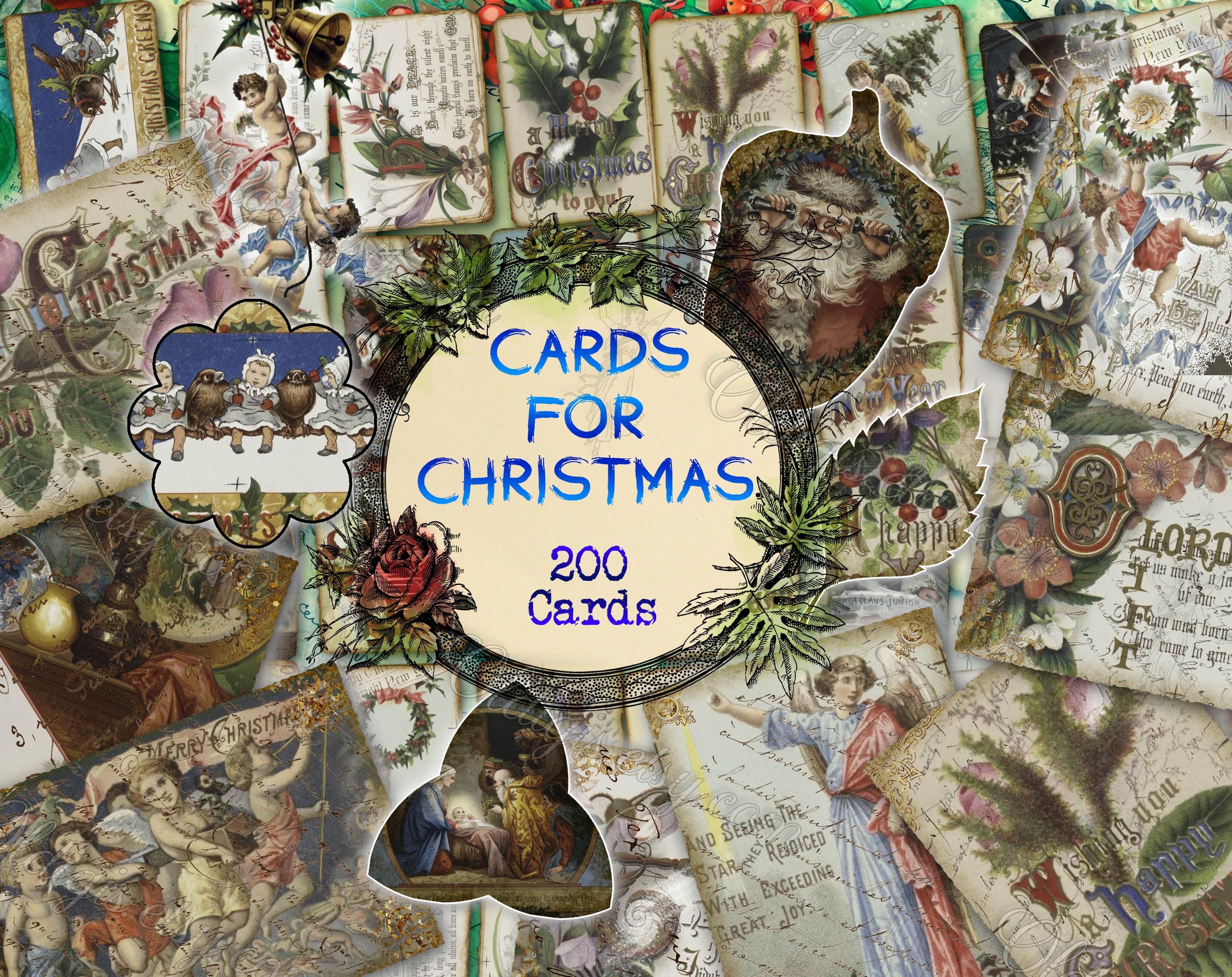 クリスマスカード、クリスマスジャンクジャーナルページ