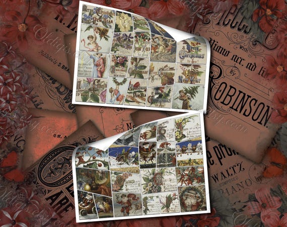 クリスマスカード、クリスマスジャンクジャーナルページ