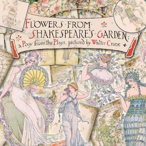 Blumen aus Shakespeares Garten - Set aus 40 Bildern auf 450 Karten im JPG-Format mit antiken Abbildungen der Dekorationen Fairytale William