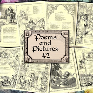 Poems and Pictures #2 - set of 25 old illustrations from vintage book pictures images pages 8.5x11 digital papers print sheets ATC cards
