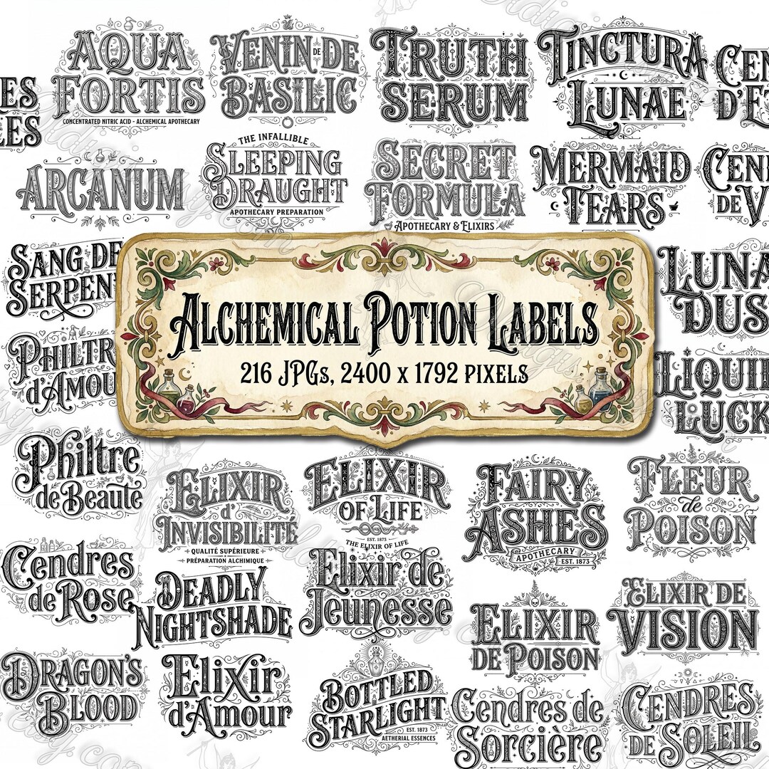ALCHEMICAL POTION LABELS, Apothecary Tags & Ephemera for Junk Journal ...
