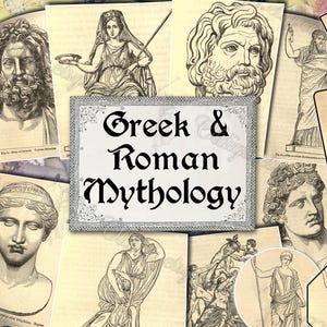 Griekse en Romeinse mythologie - set van 49 oude illustraties uit vintage boek foto's afbeeldingen pagina's 8,5 x 11 digitale kranten afdrukken Rome, Griekenland