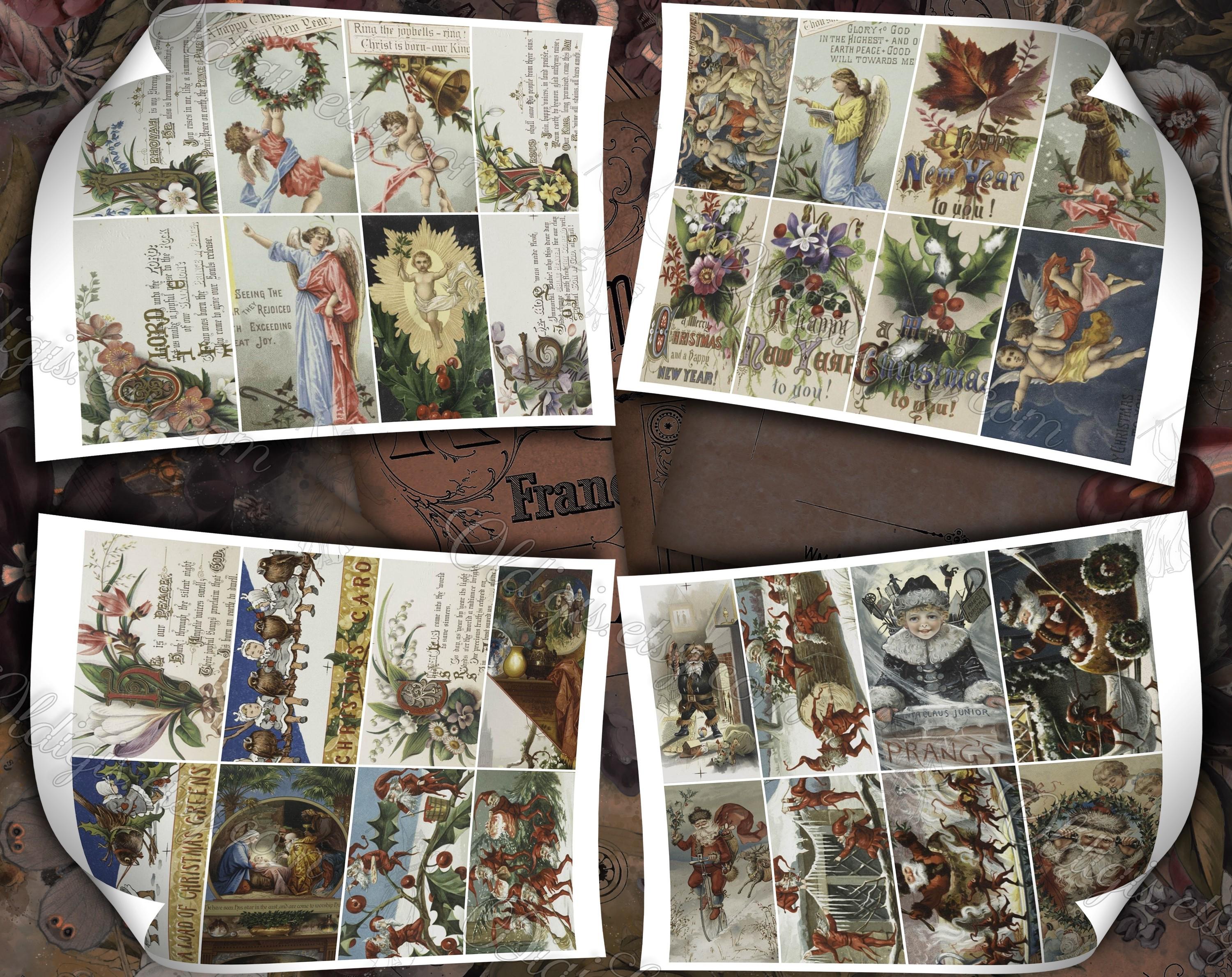 クリスマスカード、クリスマスジャンクジャーナルページ