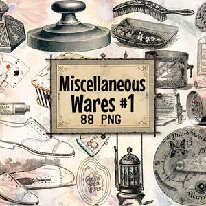 PNG MISCELLANEOUS WARES # 1 - Set aus 88 Dateien im PNG-Format mit transparenter Hintergrundebene zum sofortigen digitalen Download