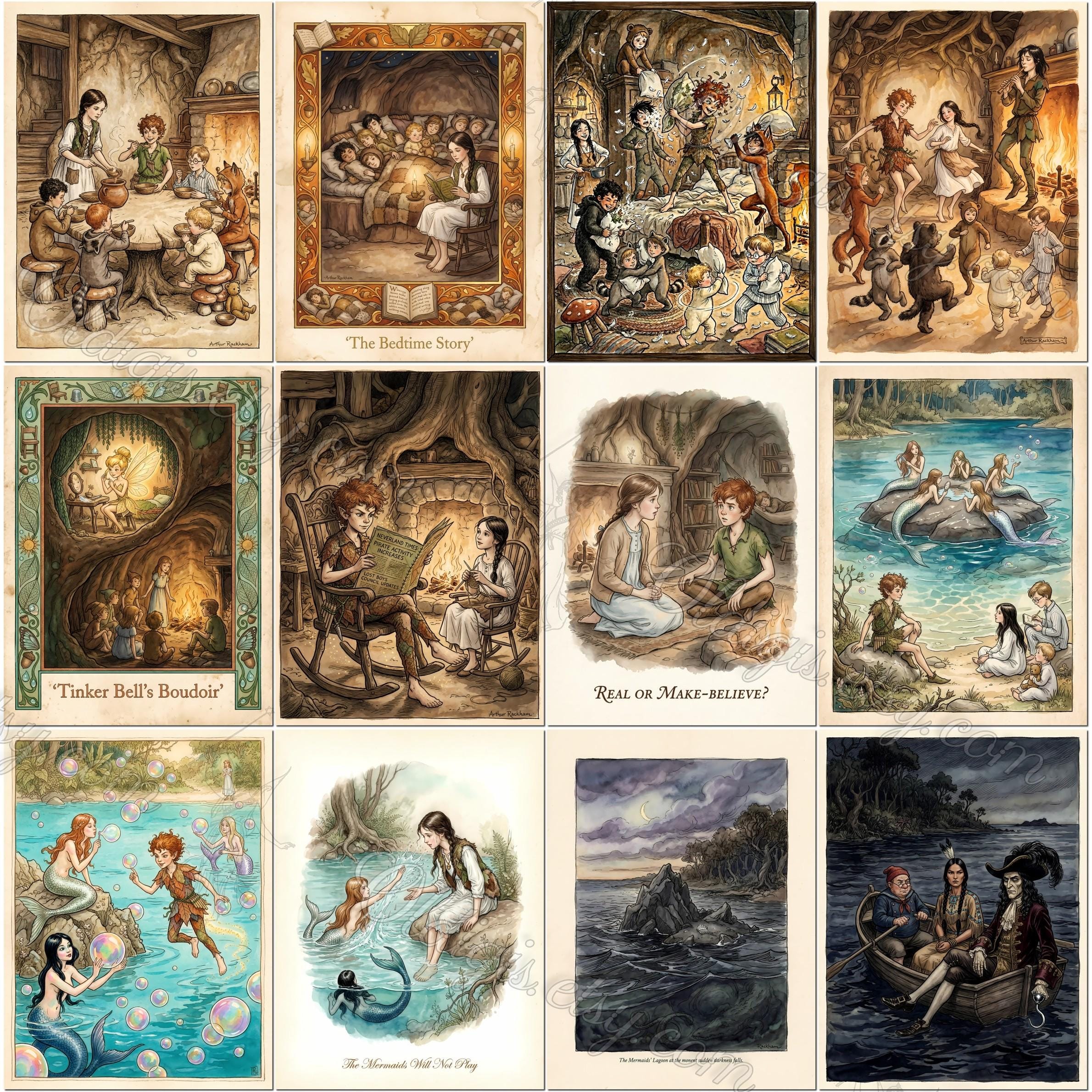 PETER PAN Missing Scenes Illustrated Collection, Vintage-style Art ...
