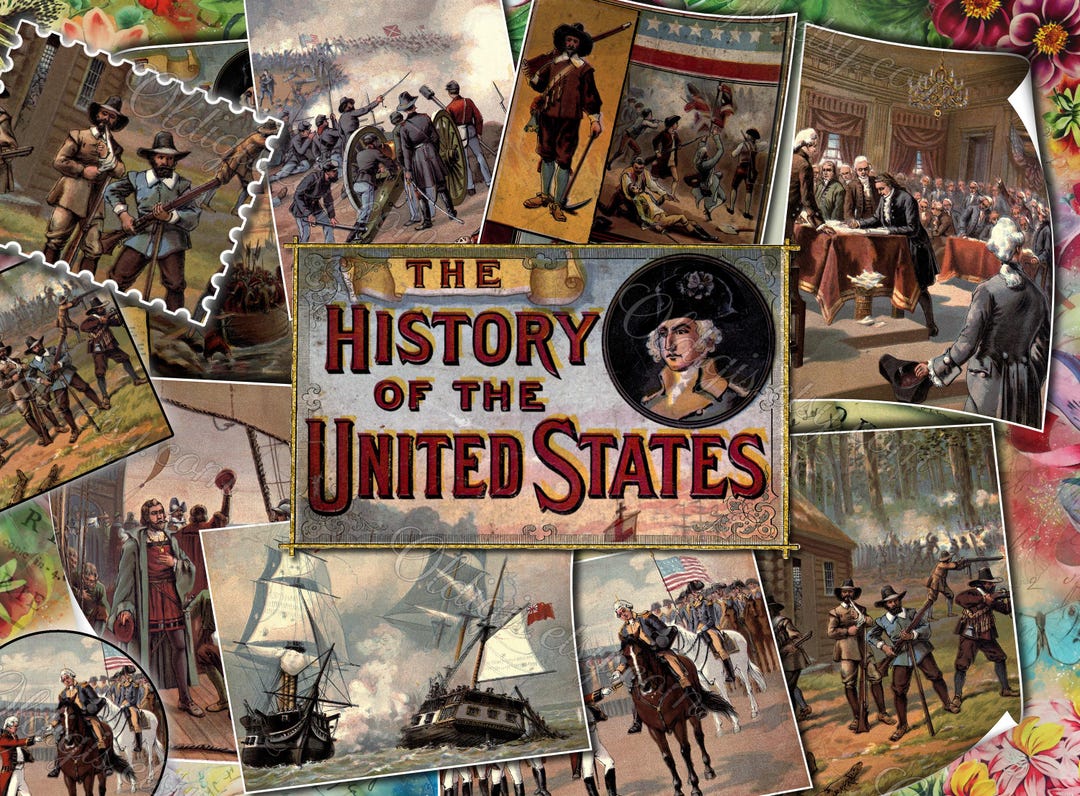 The History of the United States - Set of 8 Old Illustrations From Vintage Book Pictures Images ...