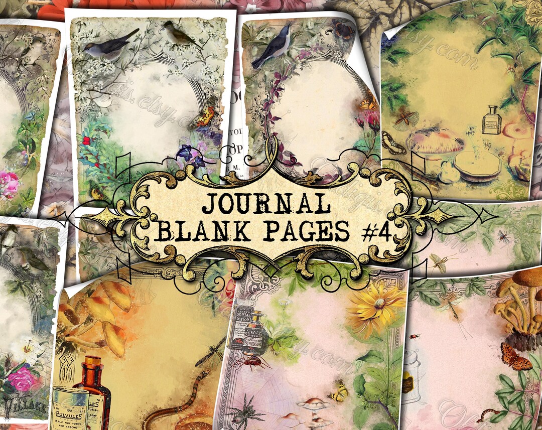 Journal Blank Pages #4 - Set of 36 Junk Journal Sheets With Digital ...