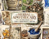 HERBAL APOTHECARY Junk Journal Pages, Vintage Ephemera, Potions & Medicine, Pharmacy Printable Dark Academia Witchy Alchemy Grimoire, Plants