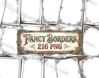 FINCI KANTLÄGG Vintage Clipart, Utsmyckade Antika Sidor Viktorianska Scrollwork Ramar, Junk Journal Line Art, Certifikatkanter, Digital Nedladdning
